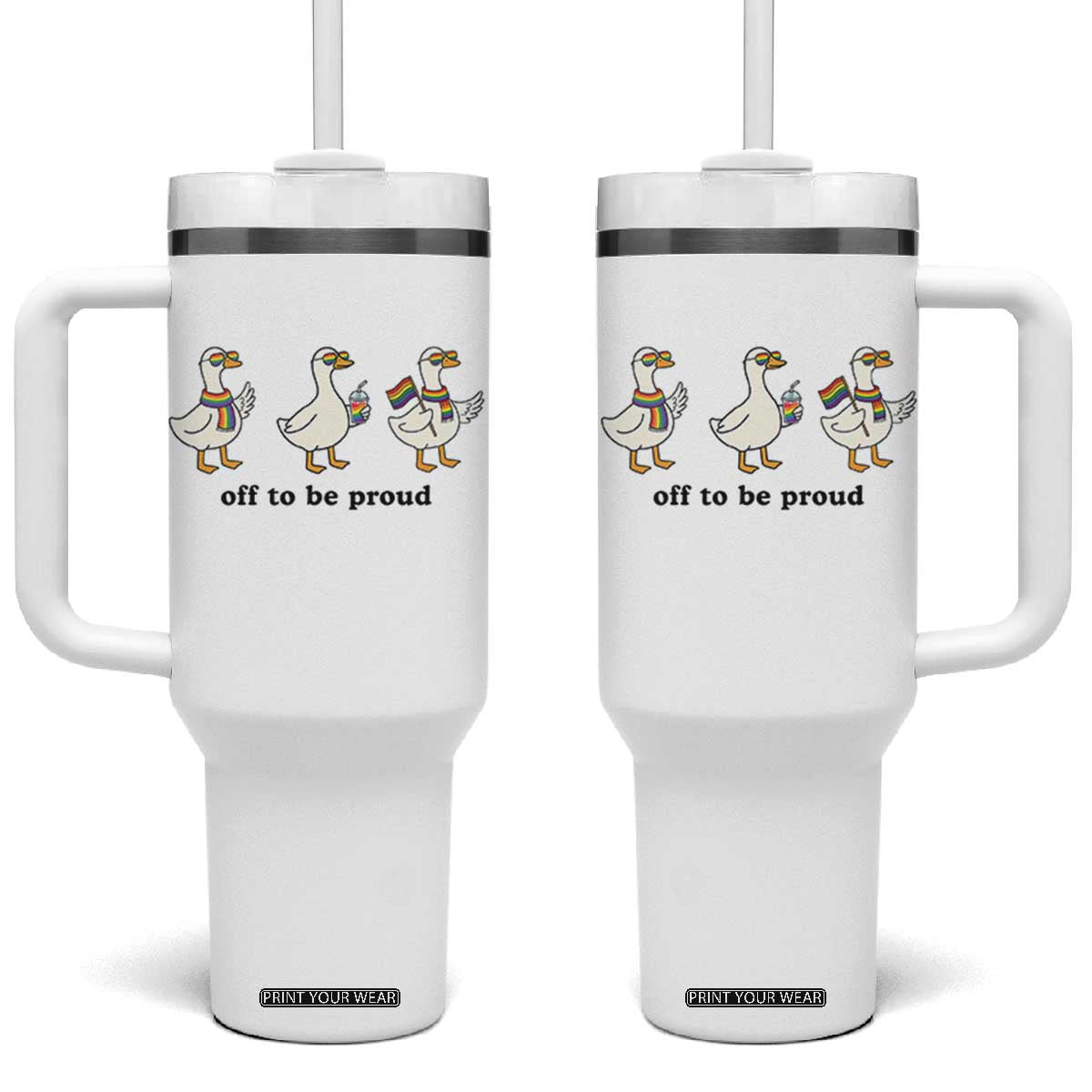 Funny Pride Goose Off To Be Proud Tumbler With Handle LGBTQ Advocate Gift TS12 One Size: 40 oz White Print Your Wear