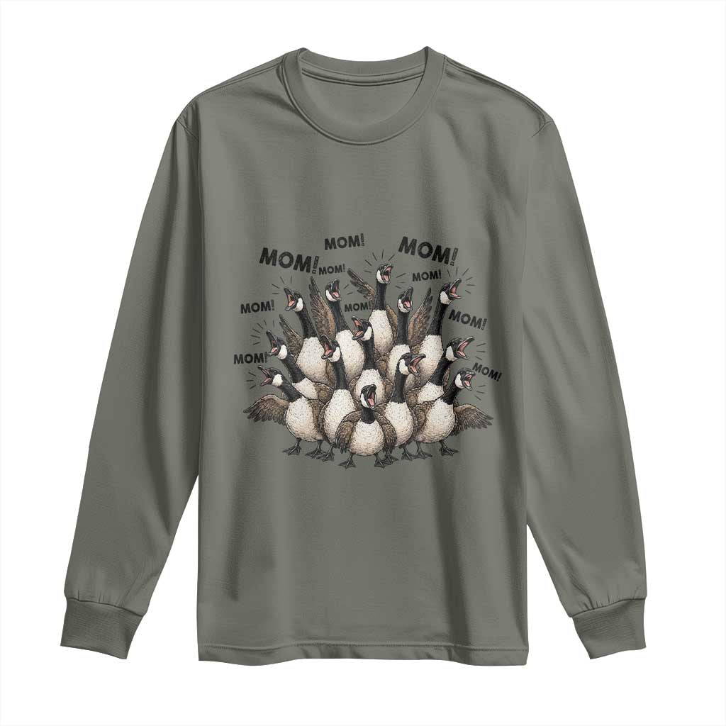 Silly Goose Mom Long Sleeve Shirt Funny Parenting Chaos Motherhood TS12 Military Green Print Your Wear