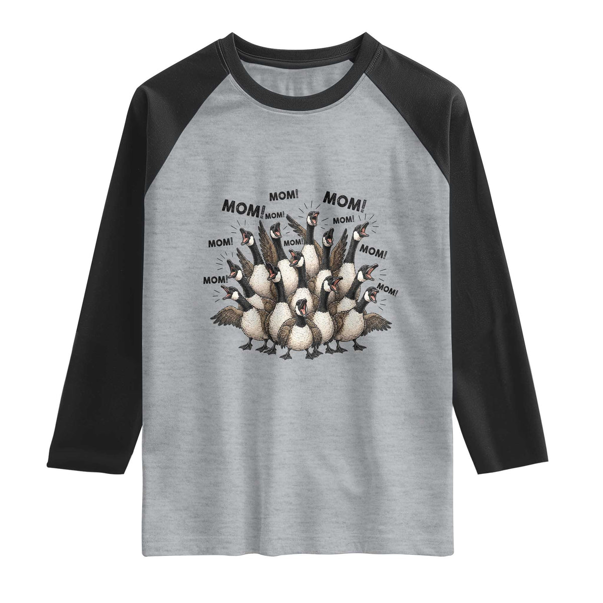 Silly Goose Mom Raglan Shirt Funny Parenting Chaos Motherhood TS12 Heather Gray Black Print Your Wear