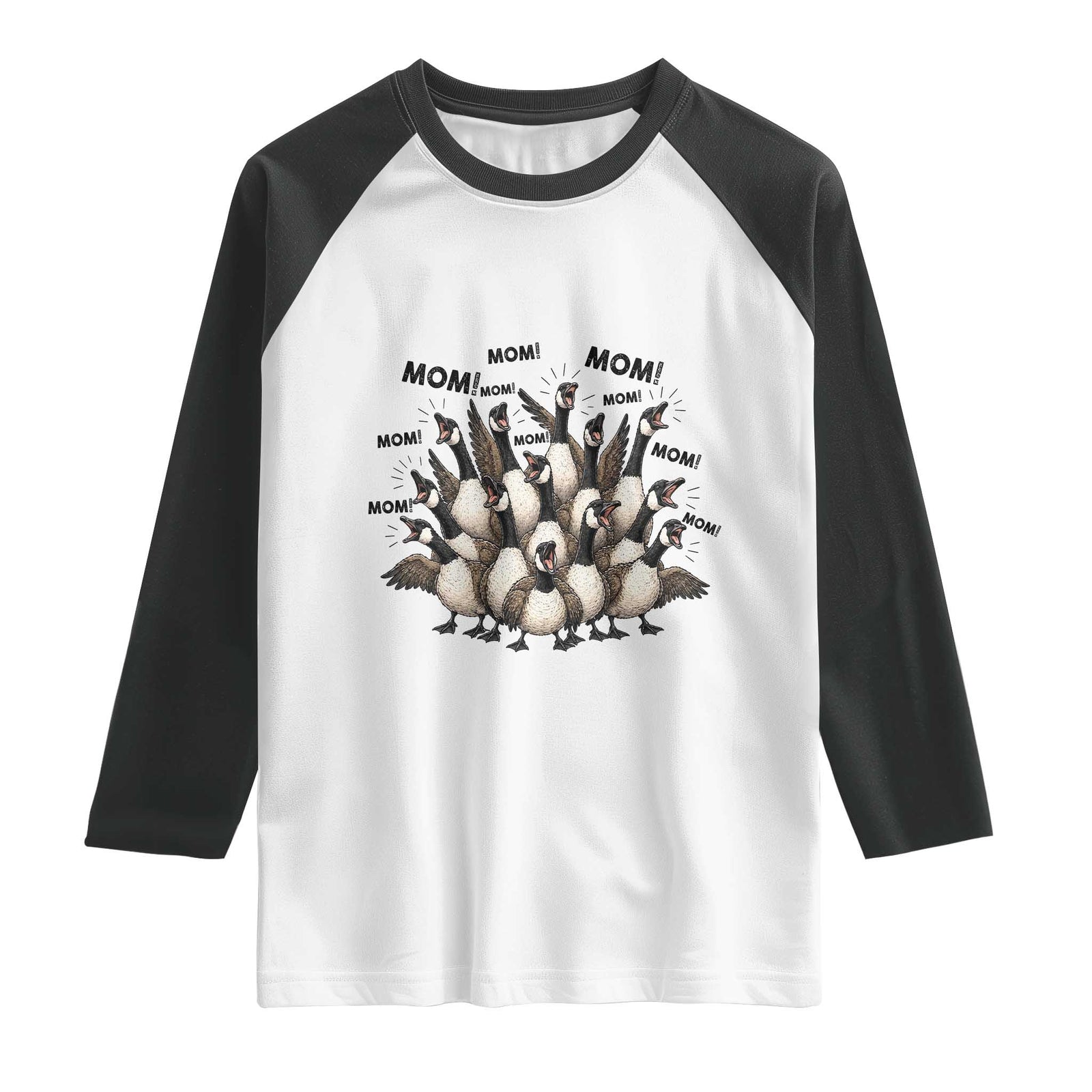 Silly Goose Mom Raglan Shirt Funny Parenting Chaos Motherhood TS12 White Black Print Your Wear