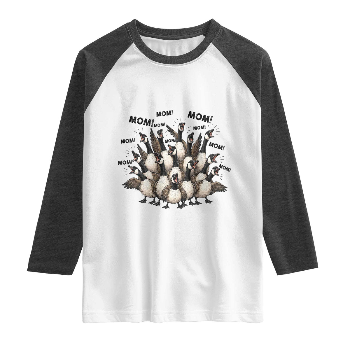 Silly Goose Mom Raglan Shirt Funny Parenting Chaos Motherhood TS12 White Heather Charcoal Print Your Wear
