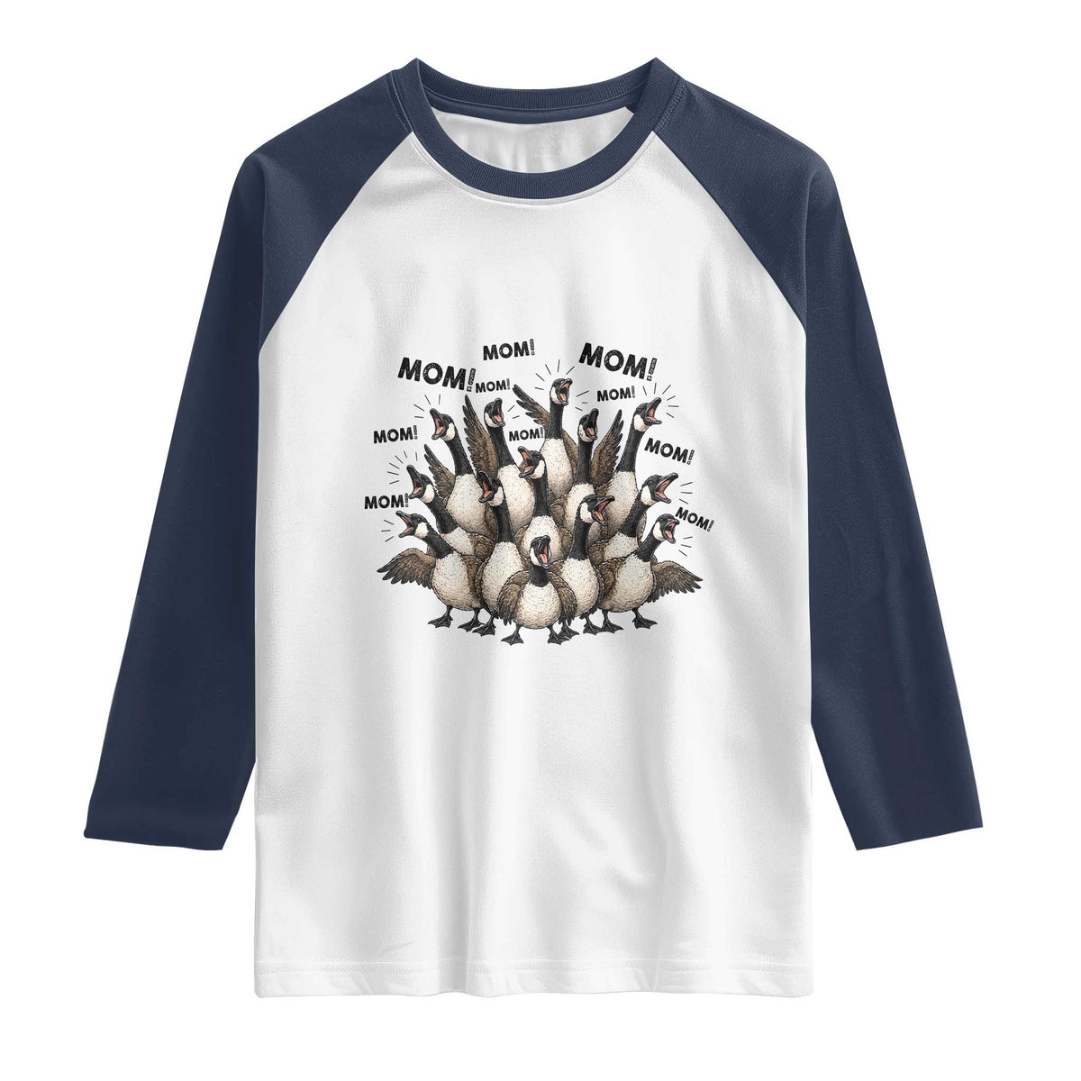 Silly Goose Mom Raglan Shirt Funny Parenting Chaos Motherhood TS12 White Navy Print Your Wear
