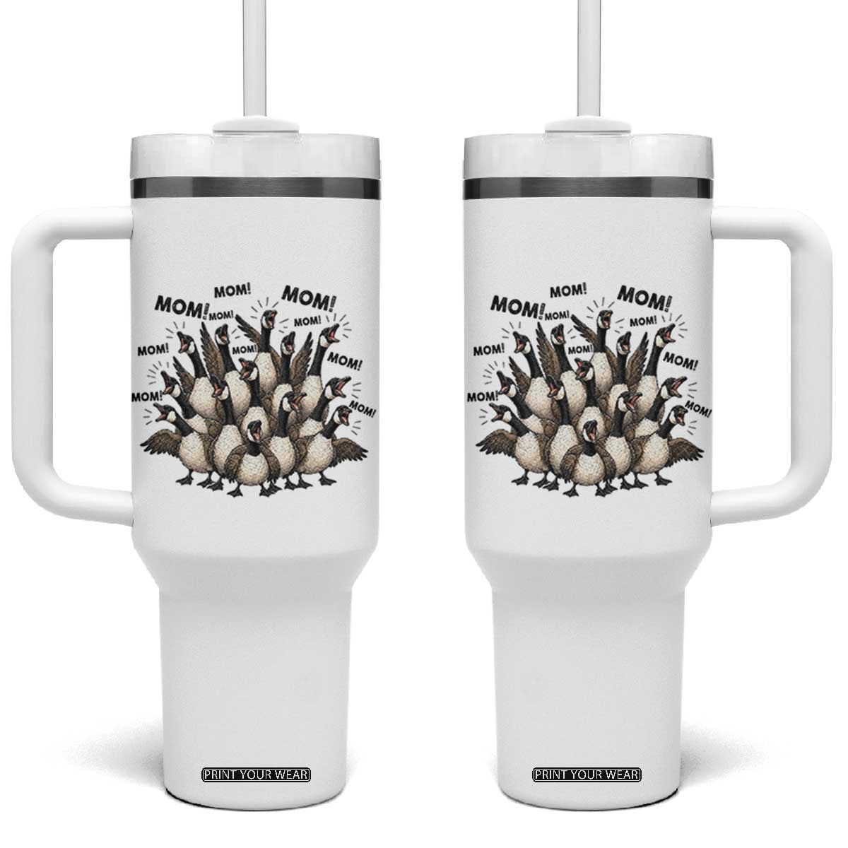 Silly Goose Mom Tumbler With Handle Funny Parenting Chaos Motherhood TS12 One Size: 40 oz White Print Your Wear