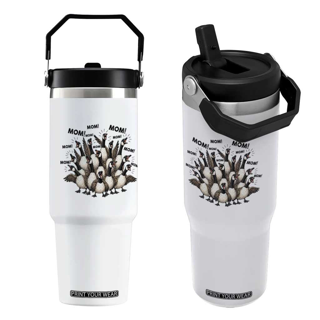 Silly Goose Mom Flip Straw Tumbler Funny Parenting Chaos Motherhood TS12 One Size: 30 oz White Print Your Wear