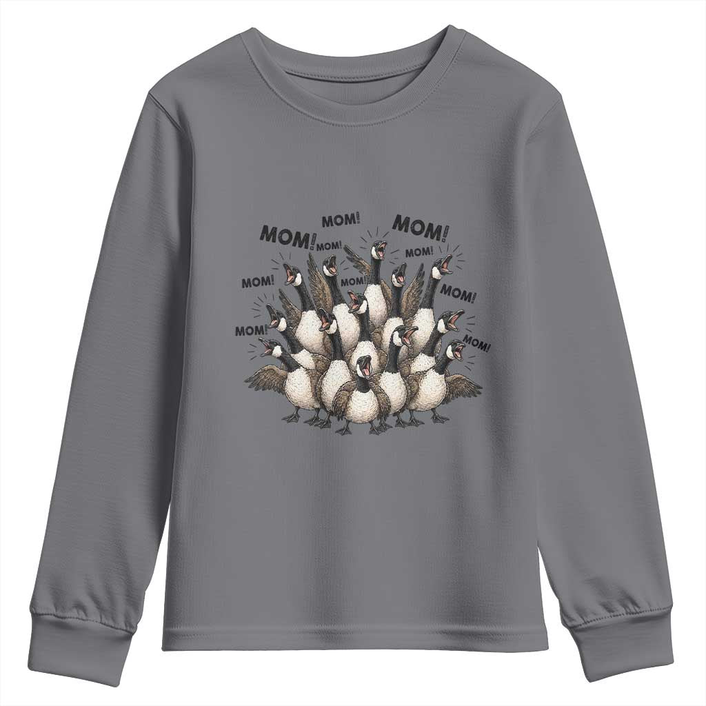 Silly Goose Mom Youth Sweatshirt Funny Parenting Chaos Motherhood TS12 Charcoal Print Your Wear