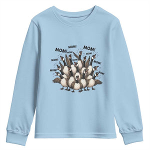Silly Goose Mom Youth Sweatshirt Funny Parenting Chaos Motherhood TS12 Light Blue Print Your Wear
