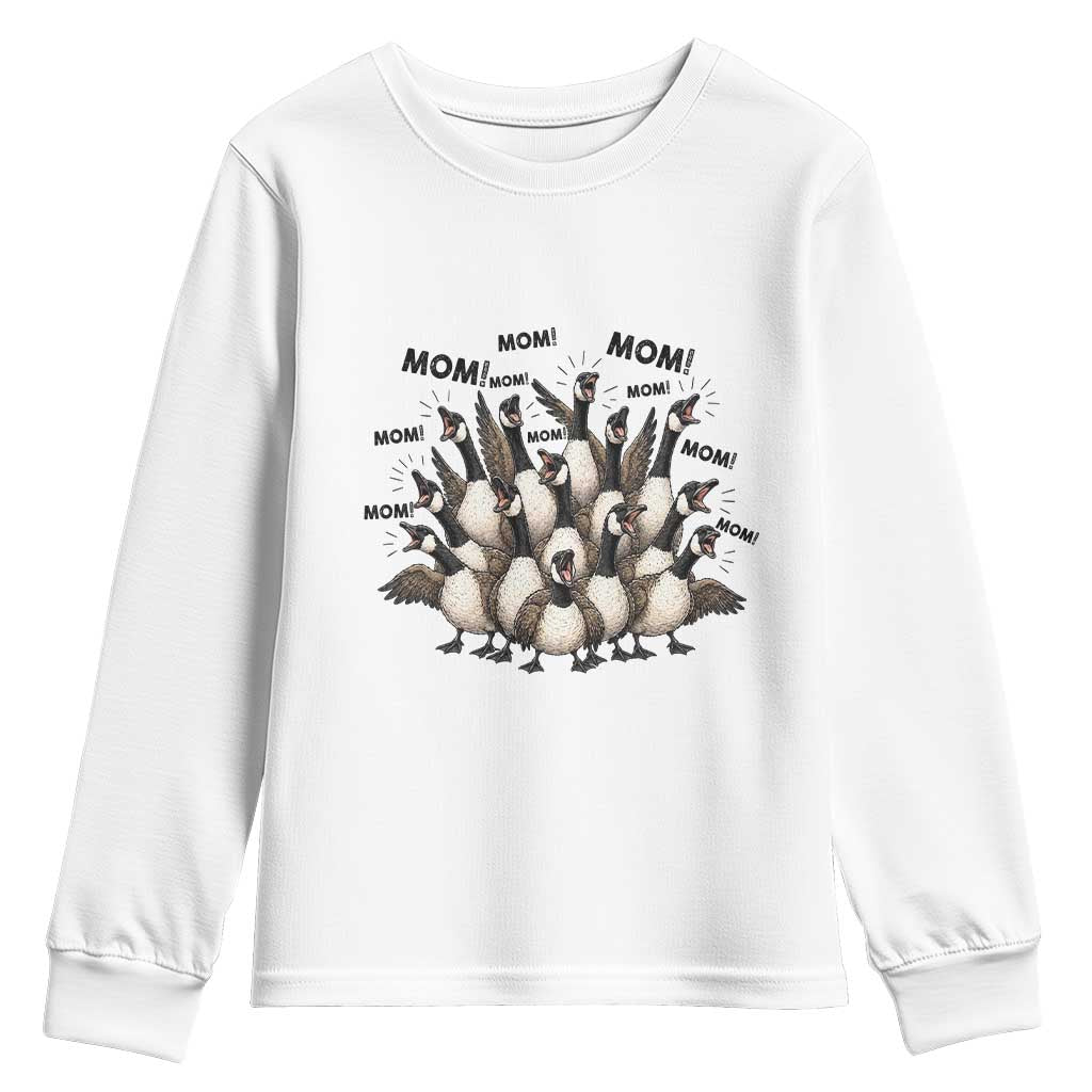 Silly Goose Mom Youth Sweatshirt Funny Parenting Chaos Motherhood TS12 White Print Your Wear