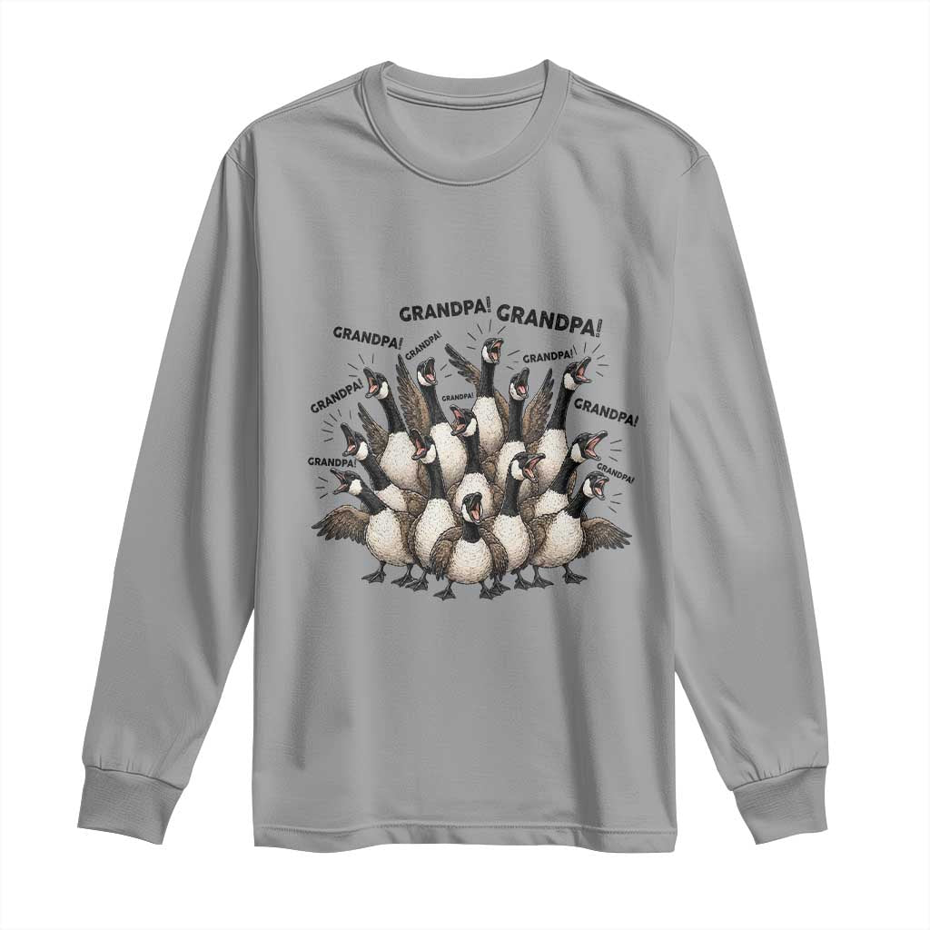 Silly Goose Grandpa Long Sleeve Shirt Funny Family Chaos Grandfather TS12 Sport Gray Print Your Wear