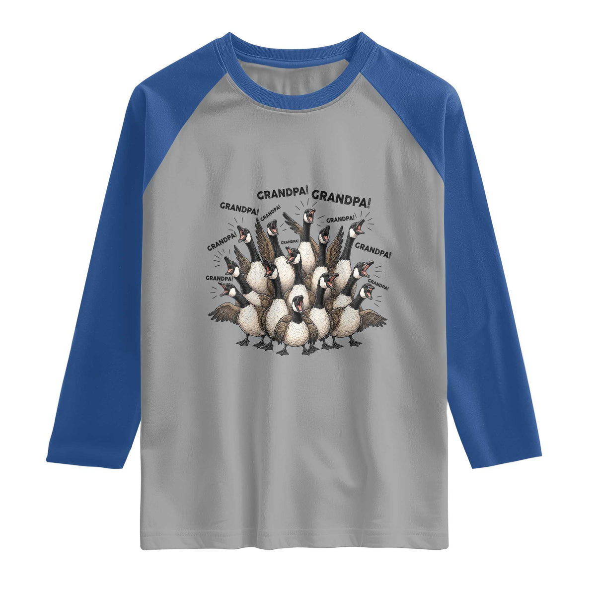 Silly Goose Grandpa Raglan Shirt Funny Family Chaos Grandfather TS12 Sport Gray Royal Print Your Wear