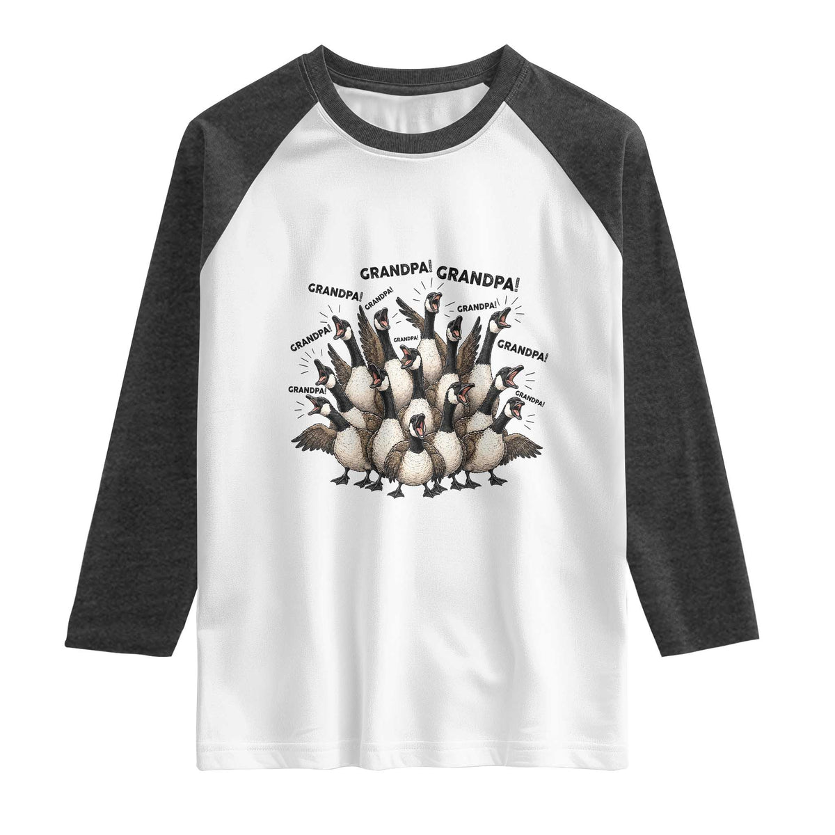 Silly Goose Grandpa Raglan Shirt Funny Family Chaos Grandfather TS12 White Heather Charcoal Print Your Wear
