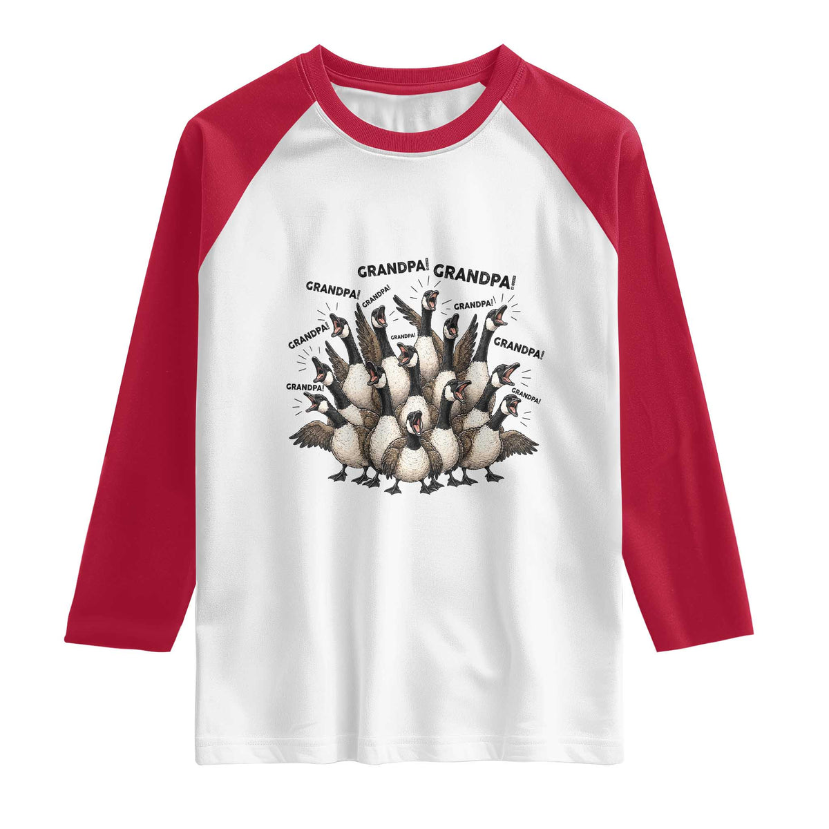 Silly Goose Grandpa Raglan Shirt Funny Family Chaos Grandfather TS12 White Red Print Your Wear