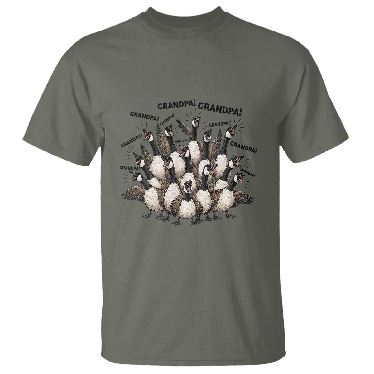 Silly Goose Grandpa T Shirt Funny Family Chaos Grandfather TS12 Military Green Print Your Wear