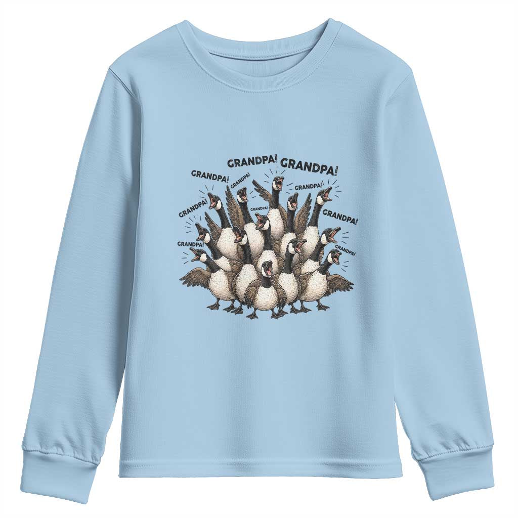 Silly Goose Grandpa Youth Sweatshirt Funny Family Chaos Grandfather TS12 Light Blue Print Your Wear