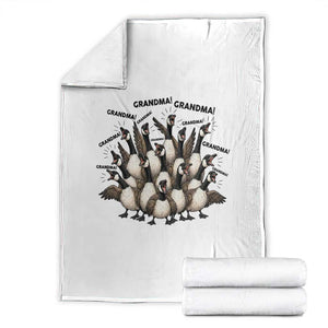 Funny Silly Goose Grandma Throw Blanket Chaos Coordinator Grandma Life Graphic TS12 White Print Your Wear