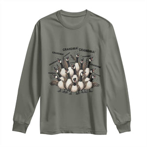 Funny Silly Goose Grandma Long Sleeve Shirt Chaos Coordinator Grandma Life Graphic TS12 Military Green Print Your Wear