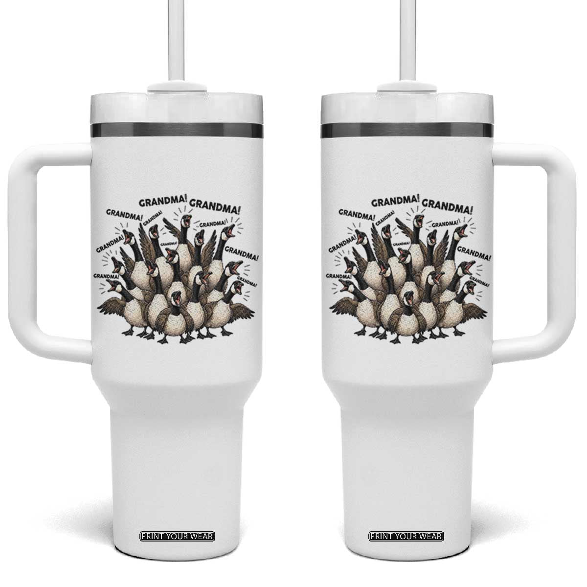 Funny Silly Goose Grandma Tumbler With Handle Chaos Coordinator Grandma Life Graphic TS12 One Size: 40 oz White Print Your Wear