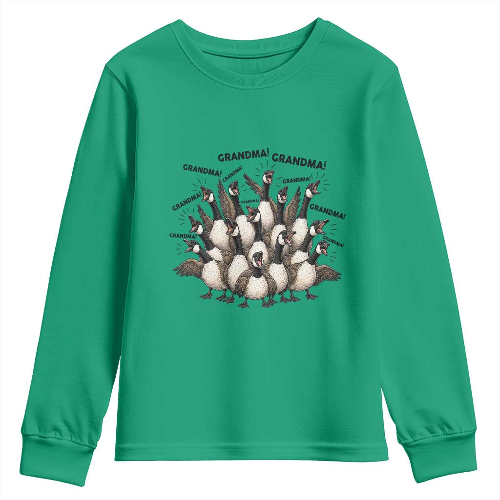 Funny Silly Goose Grandma Youth Sweatshirt Chaos Coordinator Grandma Life Graphic TS12 Irish Green Print Your Wear