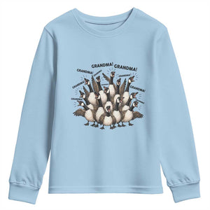 Funny Silly Goose Grandma Youth Sweatshirt Chaos Coordinator Grandma Life Graphic TS12 Light Blue Print Your Wear