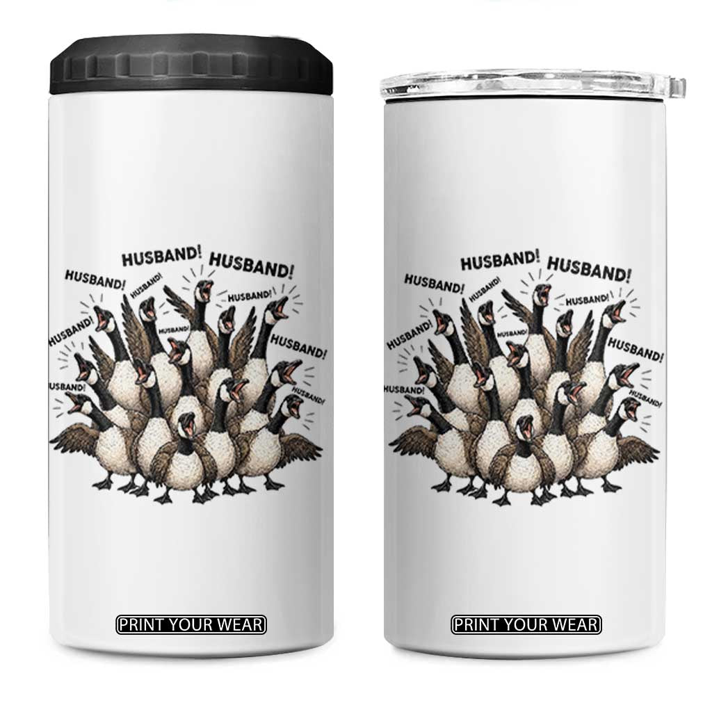 Silly Goose Husband 4 in 1 Can Cooler Tumbler Funny Marriage Chaos Husbandhood TS12 One Size: 16 oz White Print Your Wear