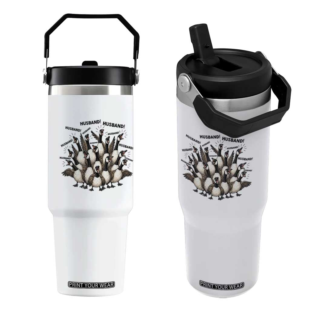 Silly Goose Husband Flip Straw Tumbler Funny Marriage Chaos Husbandhood TS12 One Size: 30 oz White Print Your Wear