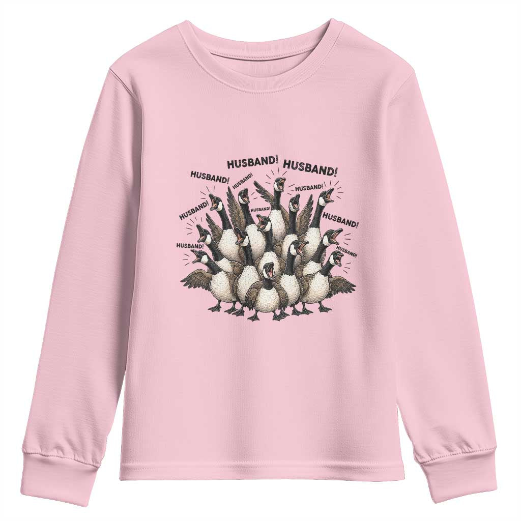 Silly Goose Husband Youth Sweatshirt Funny Marriage Chaos Husbandhood TS12 Light Pink Print Your Wear