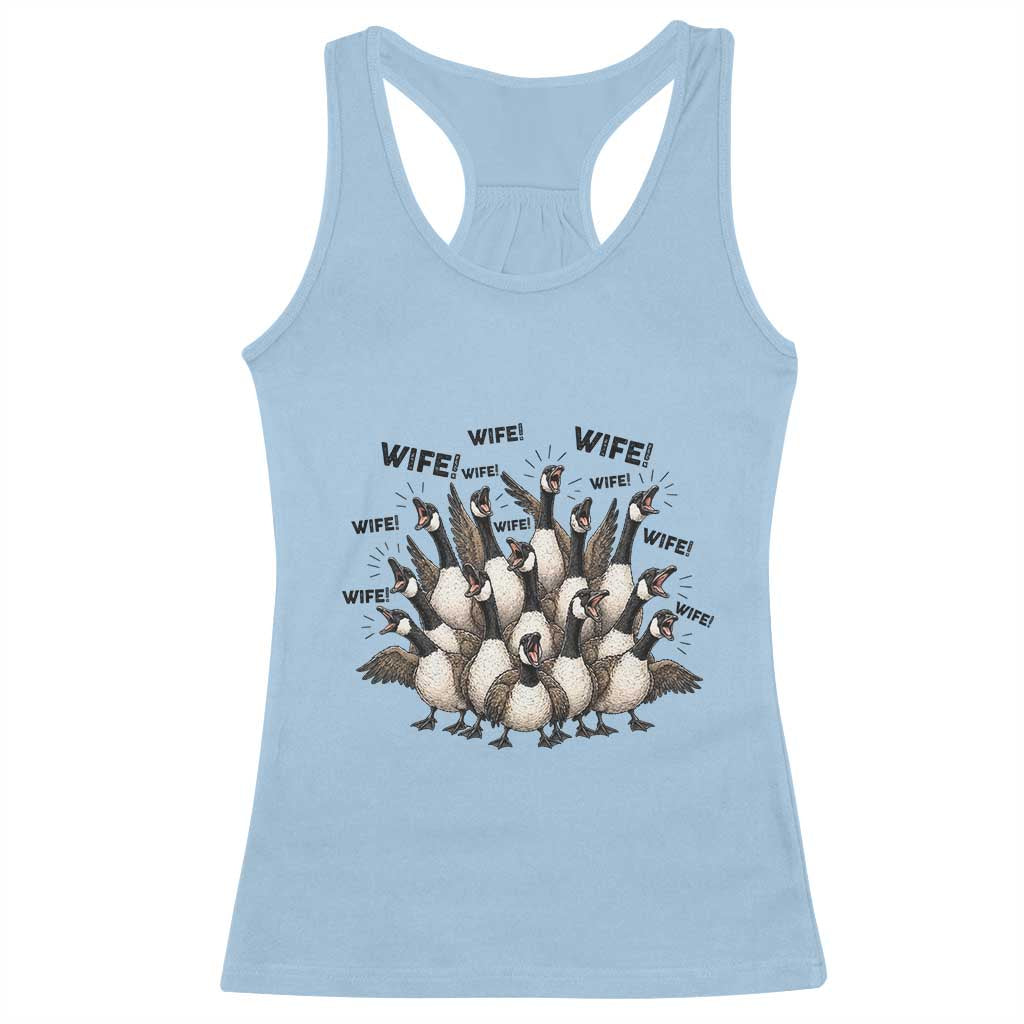 Silly Goose Wife Racerback Tank Top Funny Marriage Chaos Wifehood TS12 Light Blue Print Your Wear