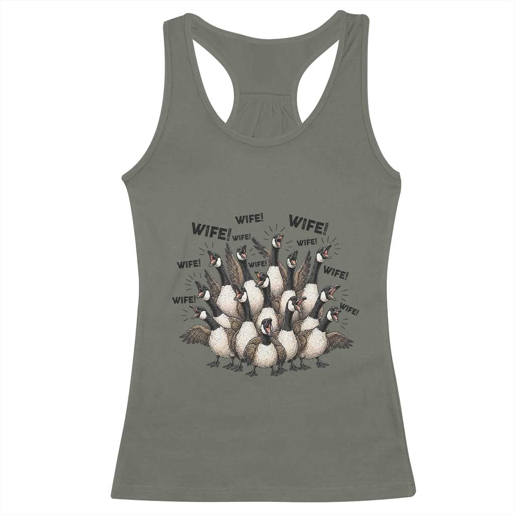Silly Goose Wife Racerback Tank Top Funny Marriage Chaos Wifehood TS12 Military Green Print Your Wear