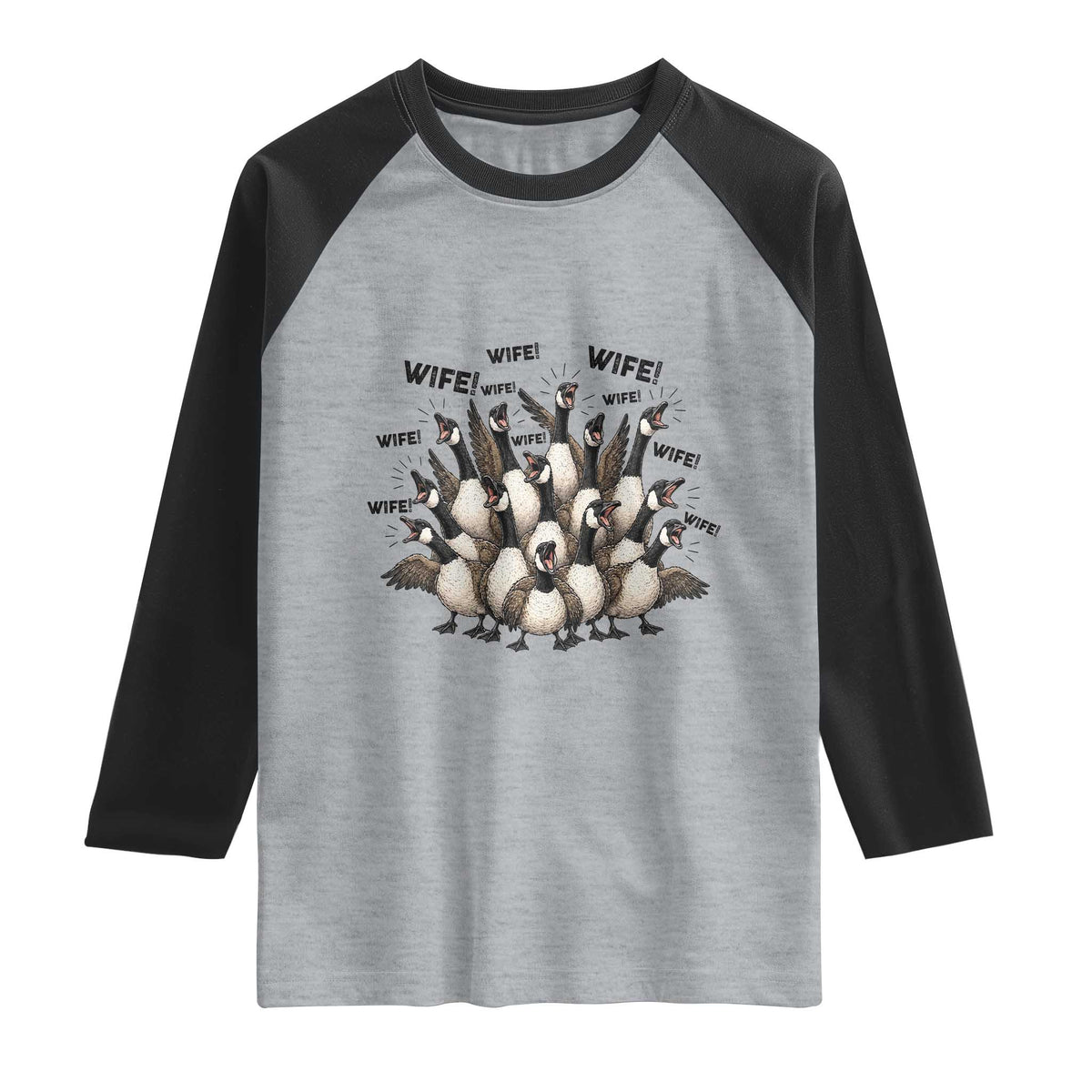 Silly Goose Wife Raglan Shirt Funny Marriage Chaos Wifehood TS12 Heather Gray Black Print Your Wear