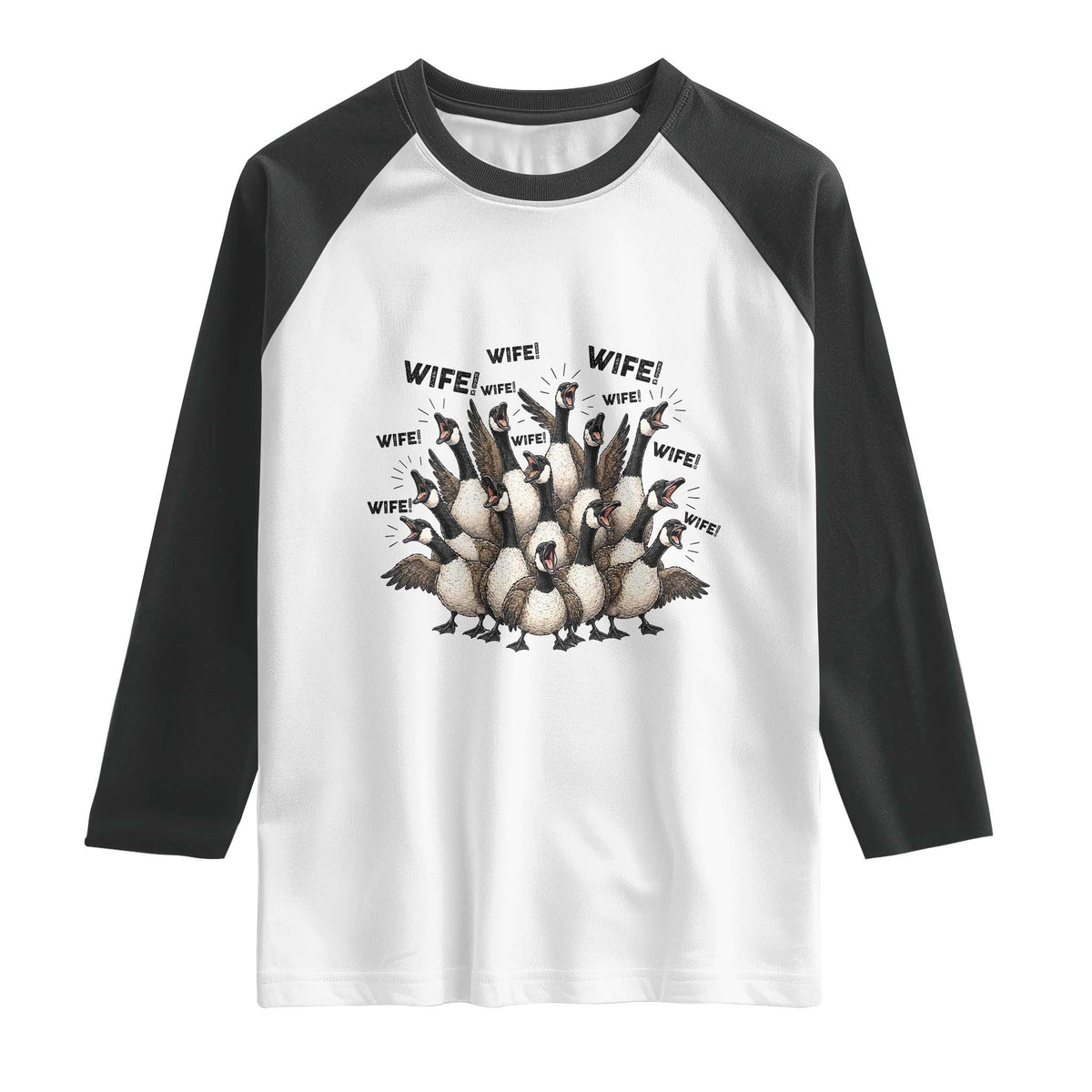 Silly Goose Wife Raglan Shirt Funny Marriage Chaos Wifehood TS12 White Black Print Your Wear