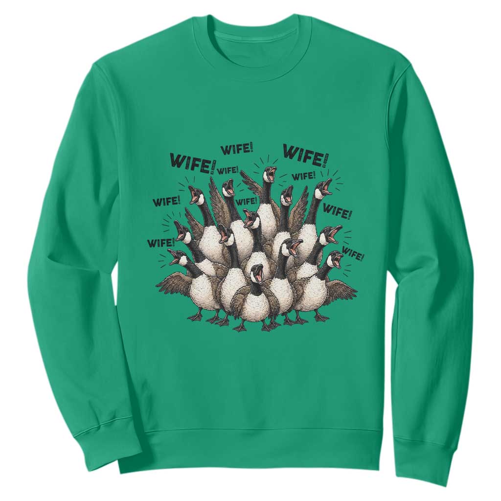 Silly Goose Wife Sweatshirt Funny Marriage Chaos Wifehood TS12 Irish Green Print Your Wear