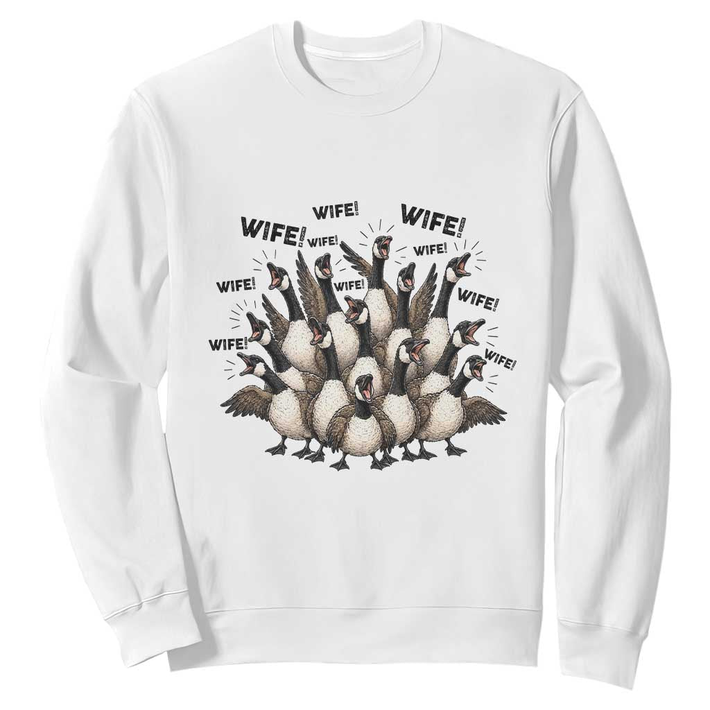 Silly Goose Wife Sweatshirt Funny Marriage Chaos Wifehood TS12 White Print Your Wear