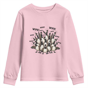 Silly Goose Wife Youth Sweatshirt Funny Marriage Chaos Wifehood TS12 Light Pink Print Your Wear