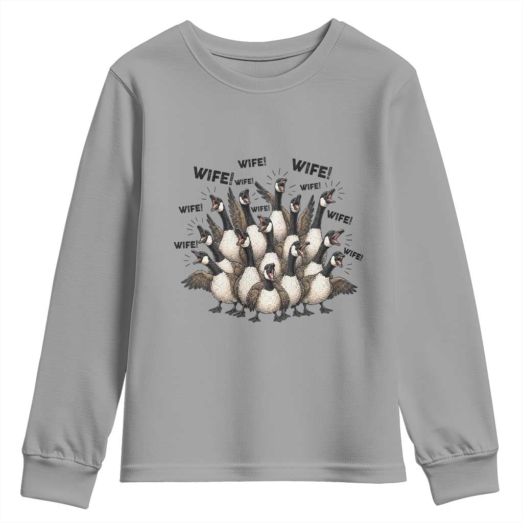 Silly Goose Wife Youth Sweatshirt Funny Marriage Chaos Wifehood TS12 Sport Gray Print Your Wear
