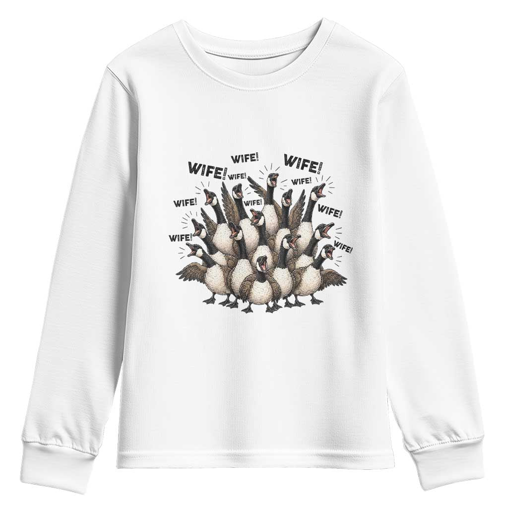 Silly Goose Wife Youth Sweatshirt Funny Marriage Chaos Wifehood TS12 White Print Your Wear