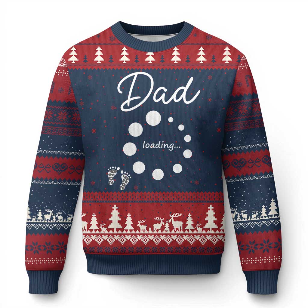 Dad Loading 2026 Ugly Christmas Sweater Future Dad Announcement TS12 Navy Red Print Your Wear