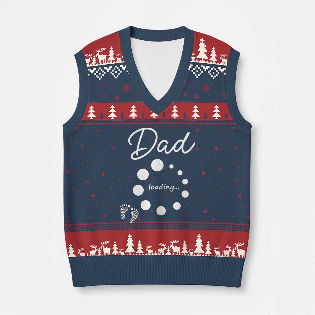 Dad Loading 2026 V-Neck Knit Sweater Vest Future Dad Announcement TS12 Navy Red Print Your Wear
