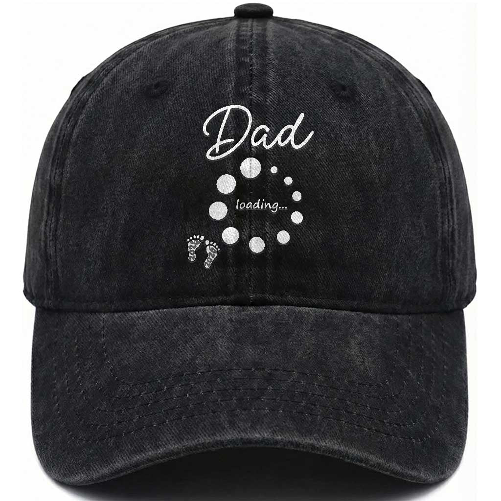 Dad Loading 2026 Washed Cotton Baseball Cap Future Dad Announcement TS12 Print Your Wear