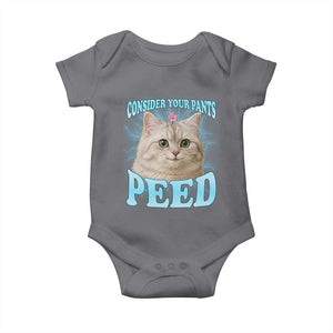 Funny Cat Baby Onesie Consider Your Pants Peed Meme Saying TS12 Charcoal Print Your Wear