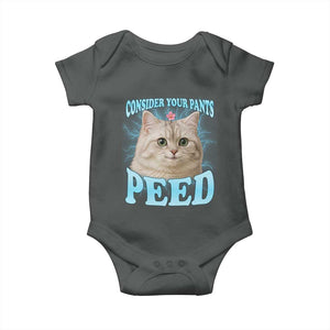 Funny Cat Baby Onesie Consider Your Pants Peed Meme Saying TS12 Dark Heather Print Your Wear