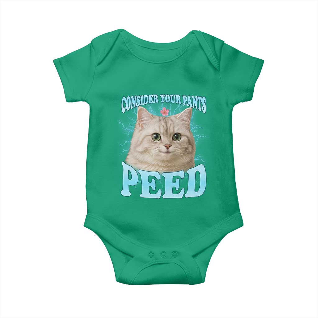 Funny Cat Baby Onesie Consider Your Pants Peed Meme Saying TS12 Irish Green Print Your Wear