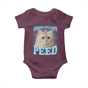 Funny Cat Baby Onesie Consider Your Pants Peed Meme Saying TS12 Maroon Print Your Wear