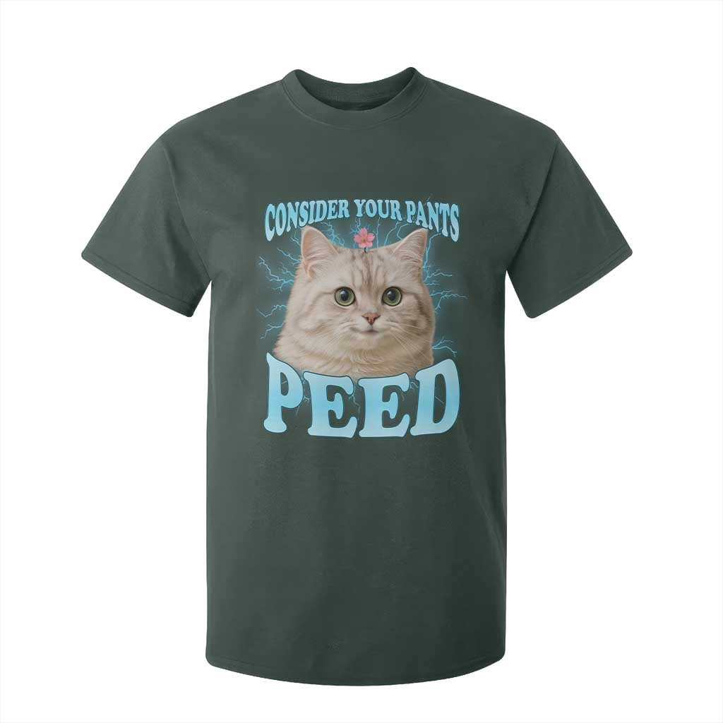 Funny Cat T Shirt For Kid Consider Your Pants Peed Meme Saying TS12 Dark Forest Green Print Your Wear