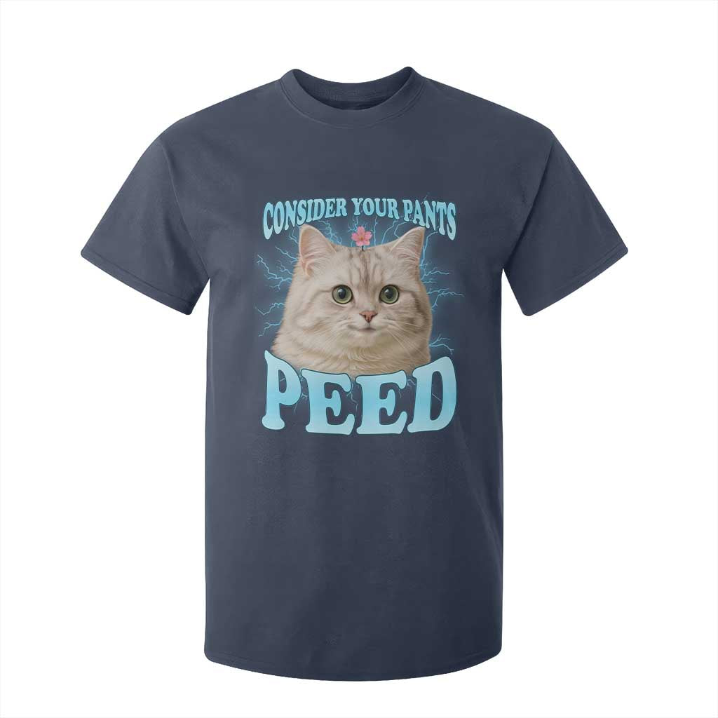 Funny Cat T Shirt For Kid Consider Your Pants Peed Meme Saying TS12 Navy Print Your Wear