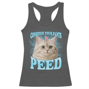 Funny Cat Racerback Tank Top Consider Your Pants Peed Meme Saying TS12 Dark Heather Print Your Wear