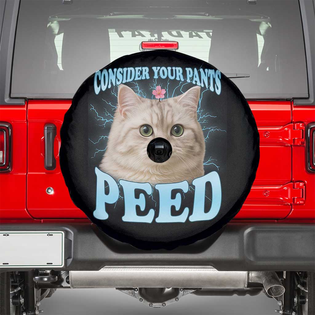 Funny Cat Spare Tire Cover Consider Your Pants Peed Meme Saying TS12 Black Print Your Wear
