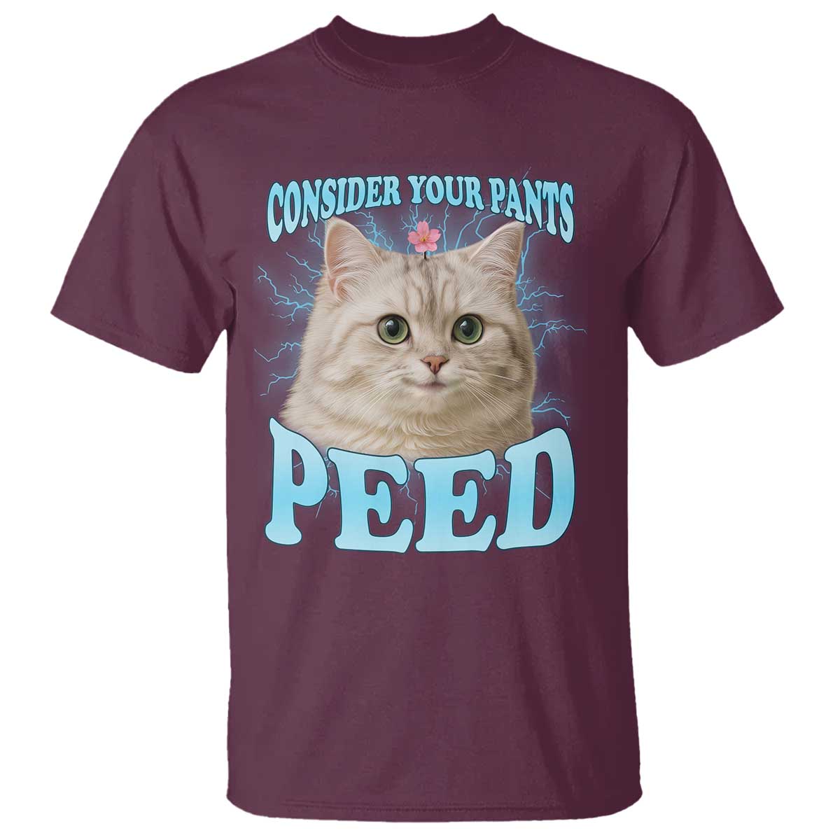 Funny Cat T Shirt Consider Your Pants Peed Meme Saying TS12 Maroon Print Your Wear