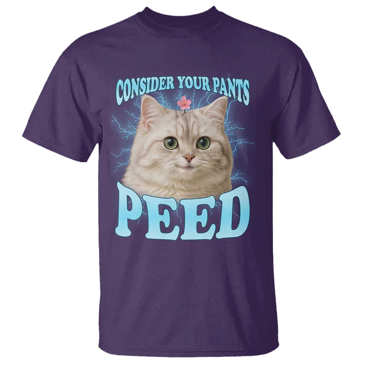 Funny Cat T Shirt Consider Your Pants Peed Meme Saying TS12 Purple Print Your Wear