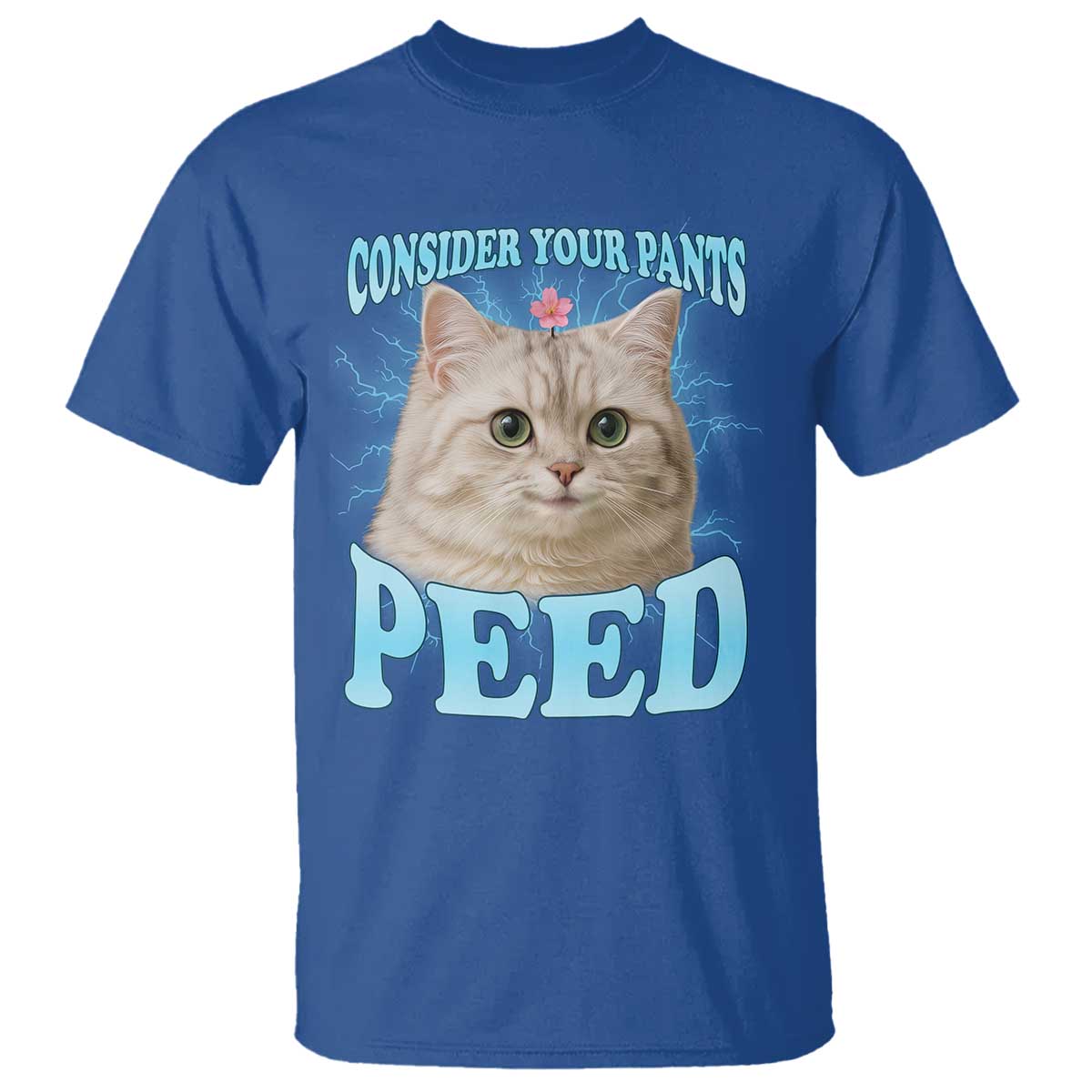 Funny Cat T Shirt Consider Your Pants Peed Meme Saying TS12 Royal Blue Print Your Wear