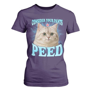 Funny Cat T Shirt For Women Consider Your Pants Peed Meme Saying TS12 Purple Print Your Wear