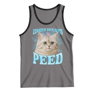 Funny Cat Tank Top Consider Your Pants Peed Meme Saying TS12 Deep Heather Black Print Your Wear